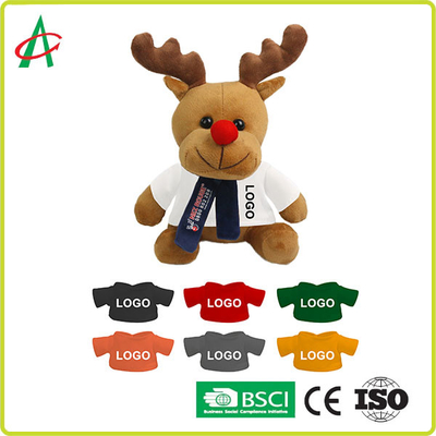 Nasen-Ren-Plüschtier CPSC 20cm hohes rotes mit T-Shirt und Schal