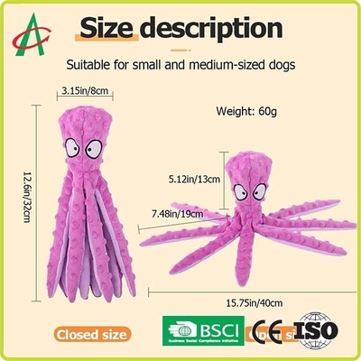 Plüsch-Hundespielwaren des kundenspezifischen Kraken-langlebigen Gutes unzerstörbare mit Squeakers