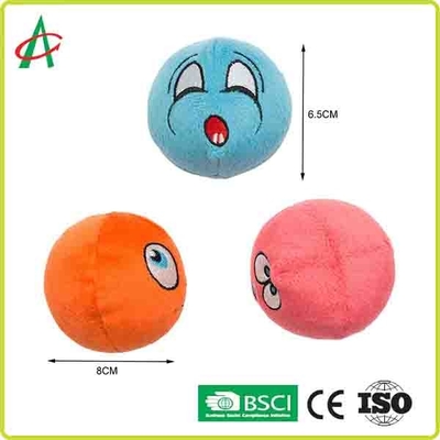 Kundenspezifischer Ball geformte Plüsch-quietschende kleine Haustier-Spielwaren mit unterschiedlichem Emoji