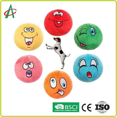 Kundenspezifischer Ball geformte Plüsch-quietschende kleine Haustier-Spielwaren mit unterschiedlichem Emoji